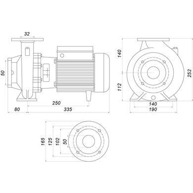Насос моноблочний IR 32-125B 1,1 кВт SAER (16 м3/год, 21 м)